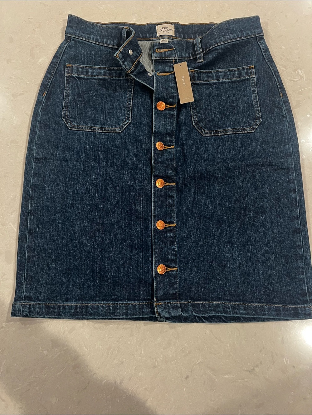 J.Crew Denim Button Front Mini Skirt Size 29 Dark Wash NWT